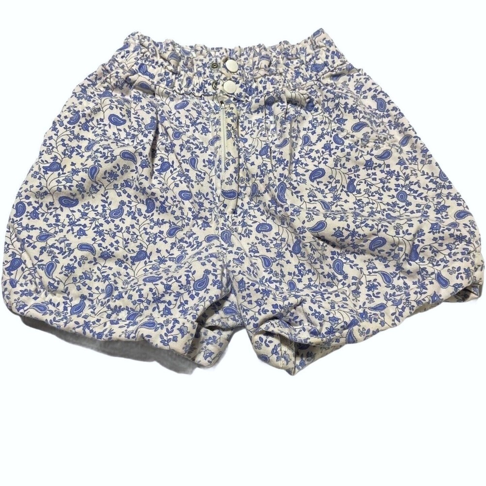 Vintage 90s New Moves Girls Floral Paisley High Rise‎ Shorts Blue White Size 12